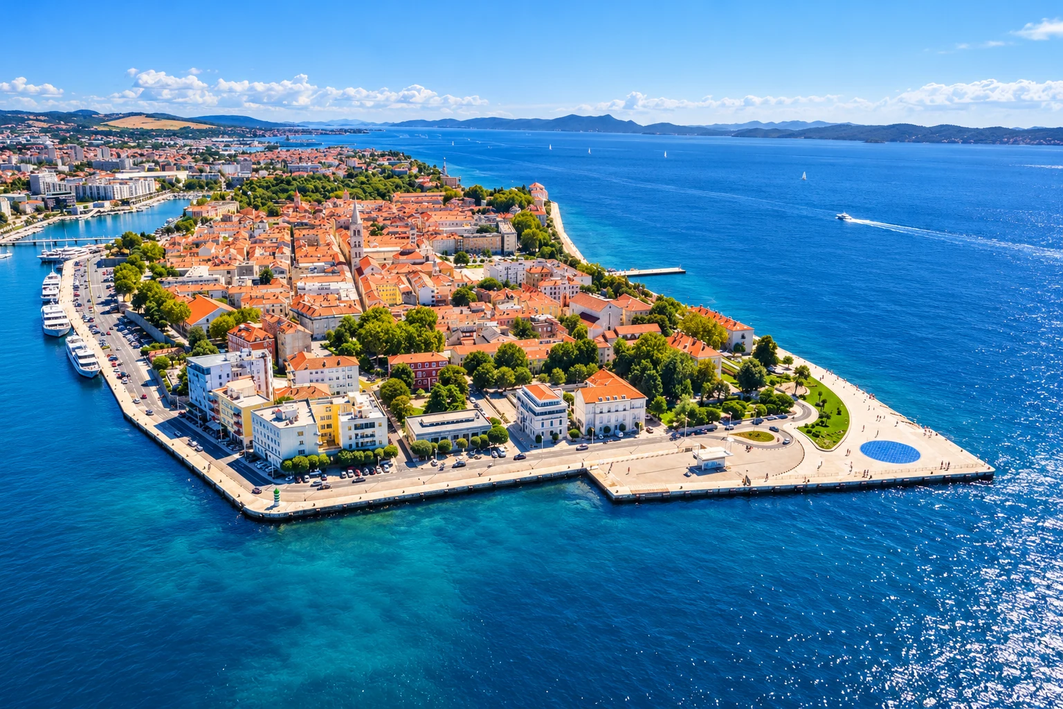 Illustrative aerial view of the Zadar peninsula